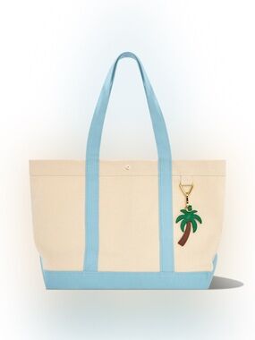 🌴NWT BaubleBar Away We Go Canvas Tote with Light Blue Trim & Straps🌴